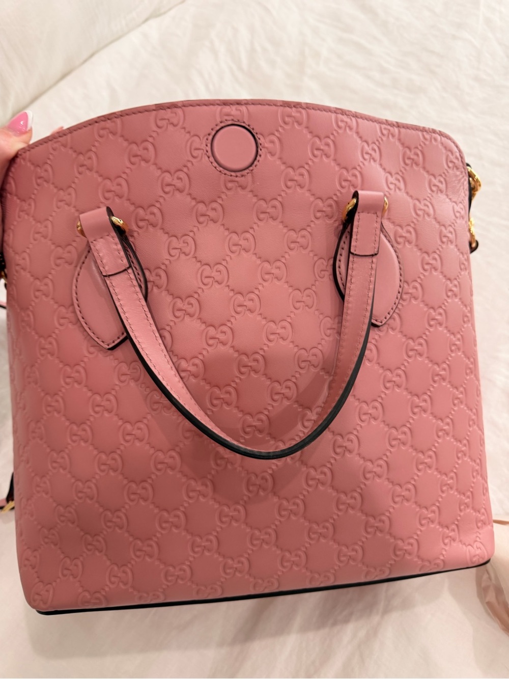 Gucci Rose Pink Embossed GG Leather Tote - Picture 6 of 12